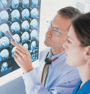 Physician looking at x-ray