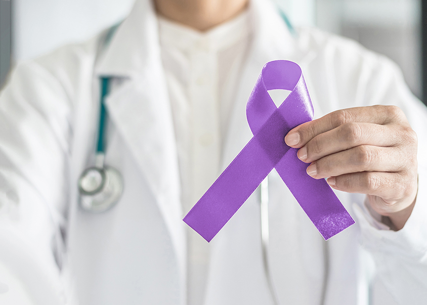 Gynecological cancer ribbon with physician 