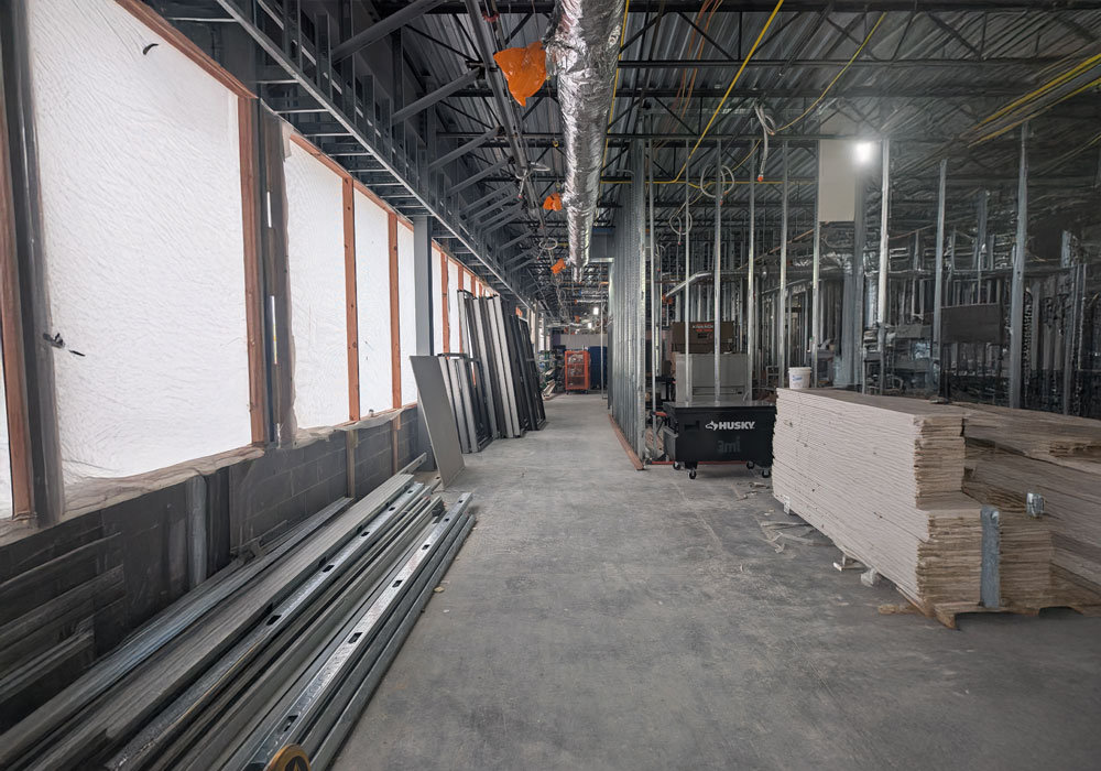 View of hallway and building supplies