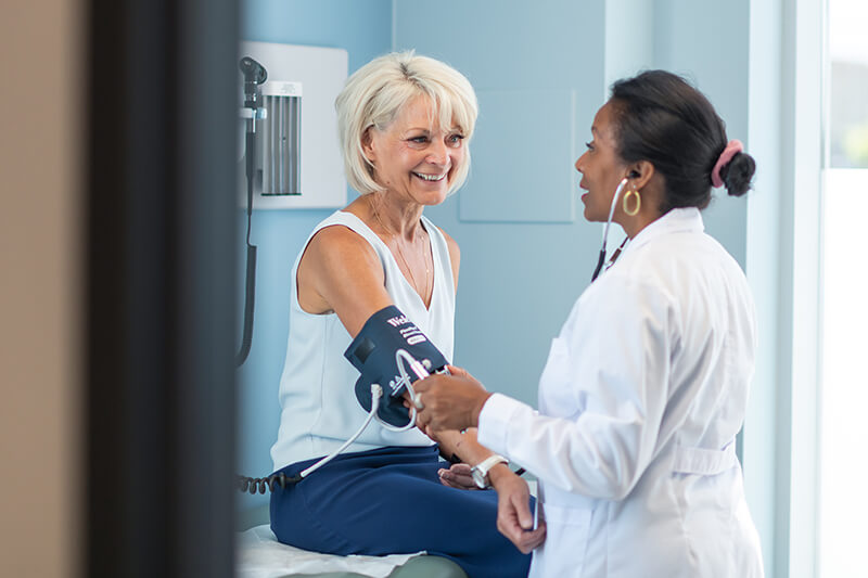 female patient with doctor