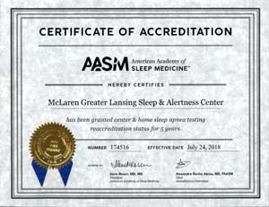 McLaren Greater Lansing Received Re-Accreditation from American Academy of Sleep Medicine 