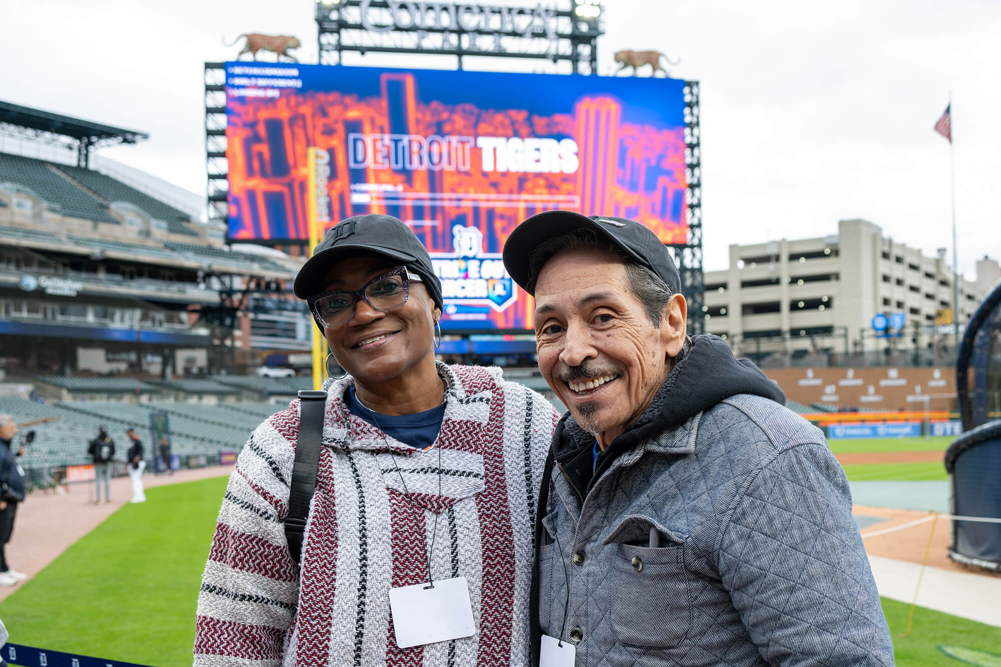 Edgar Cooper and Yolanda at the Strike Out Cancer Weekend game with Karmanos, McLaren and the Detroit Tigers.