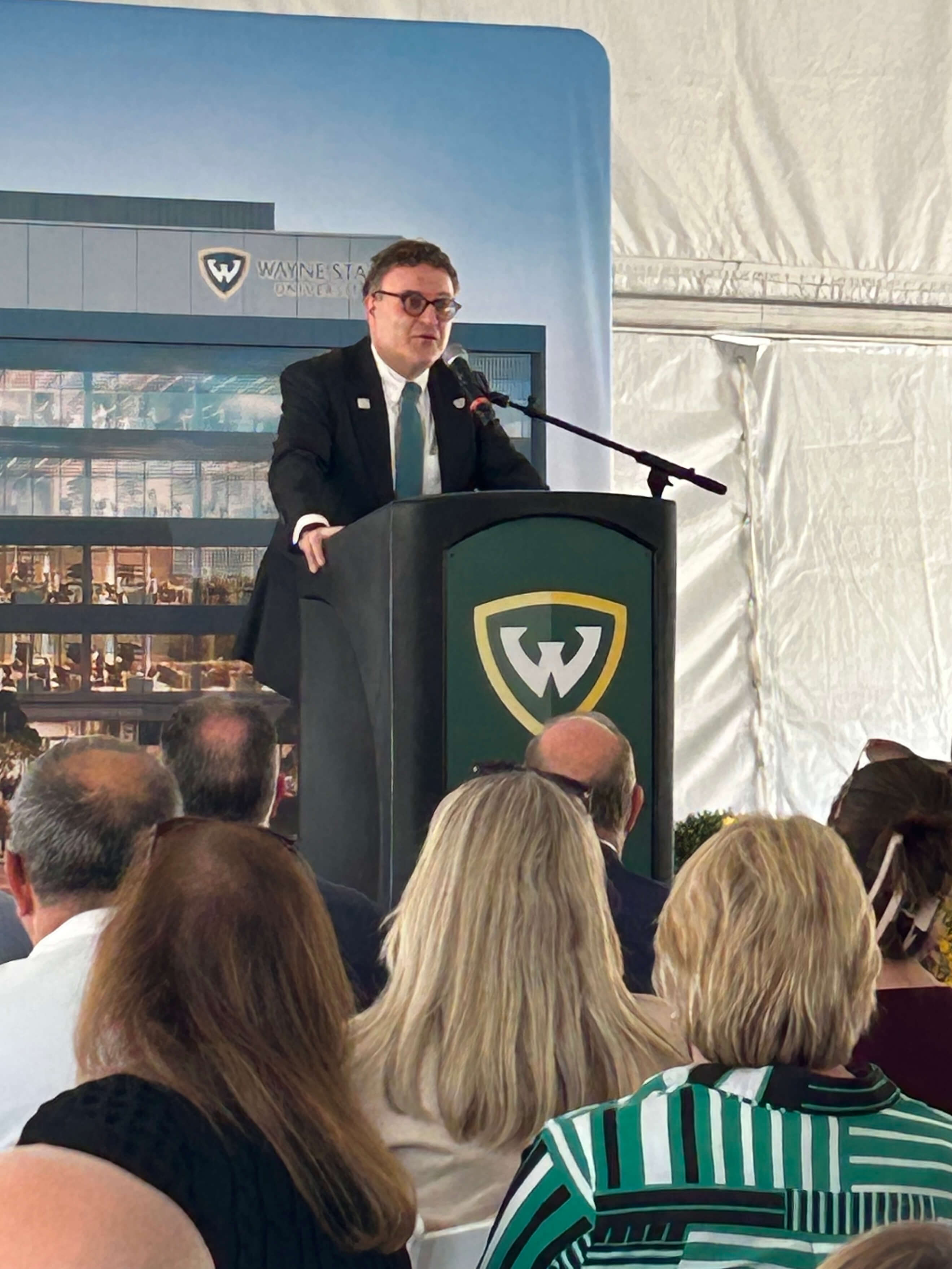 Boris Pasche, M.D., Ph.D., FACP, speaks during the groundbreaking.