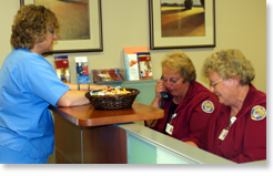 volunteers at desk