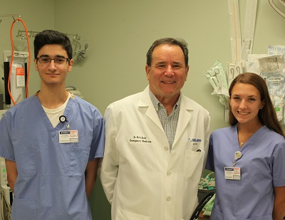 high school students with doctor
