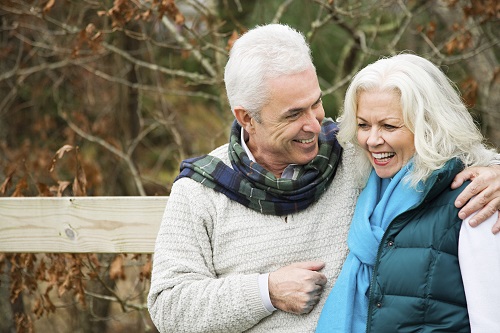 Elderly couple smiling