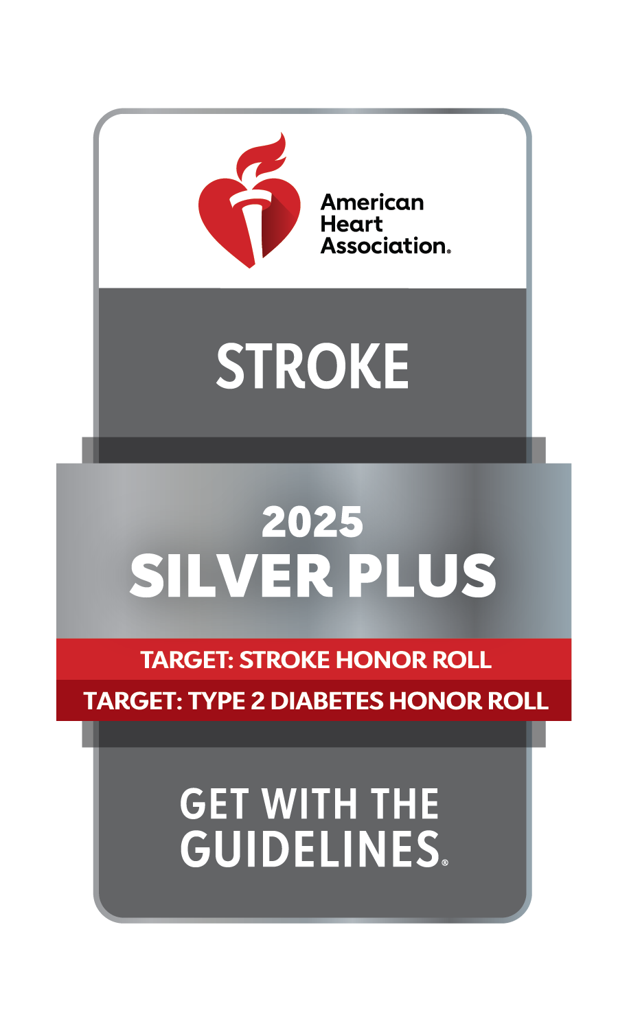 American Heart Association Get With The Guidelines® Stroke – Silver recognition badge for McLaren Oakland