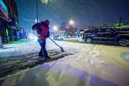 man shoveling show