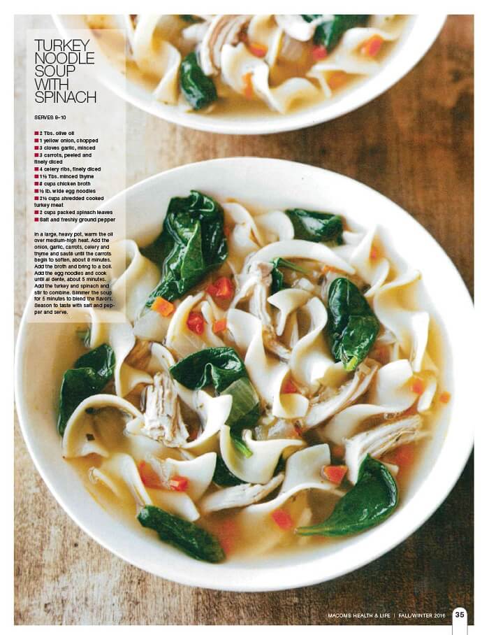 Turkey Noodle Soup with Spinach