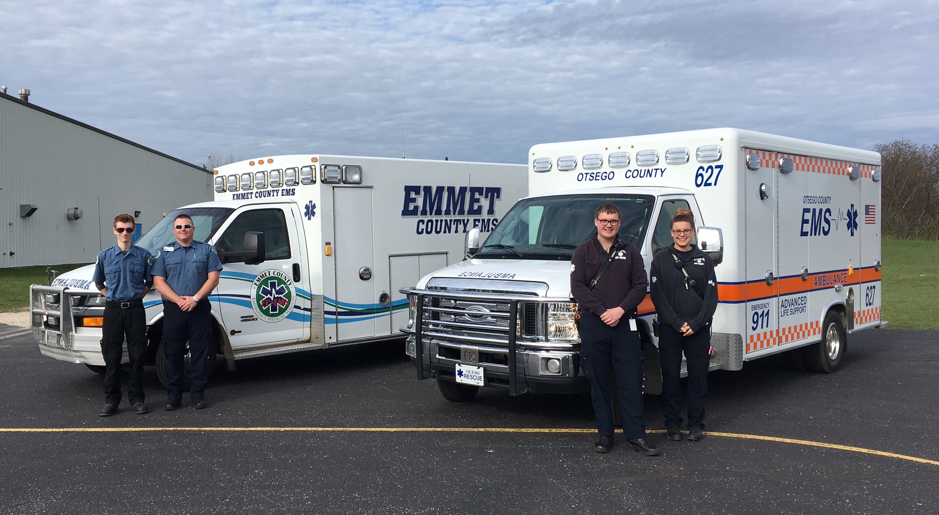 EMS crew and ambulances