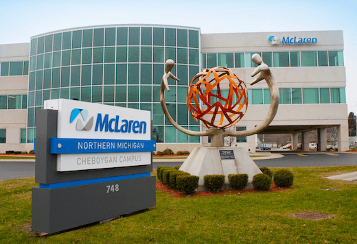 Cheboygan Campus exterior with McLaren Health Care sign