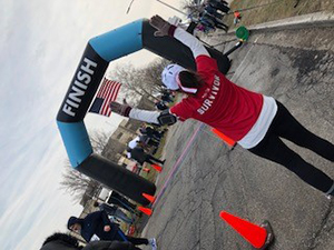 Carol running race after heart attack