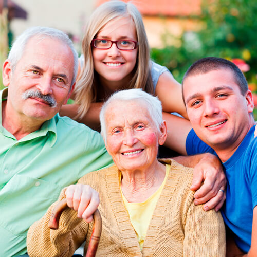 elderly woman and family