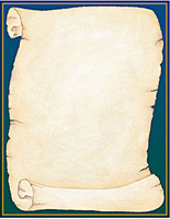 blue green gradient border with white parchment scroll message area