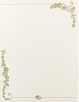 white paper with green ivy border