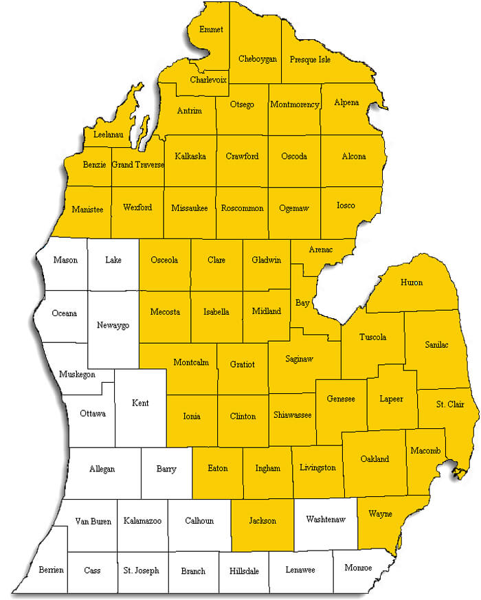 McLaren Physician Partners service area map of Michigan