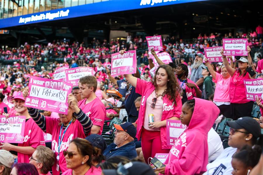 Karmanos Cancer Institute and the Detroit Tigers honor survivors and promote breast health at 10th Annual Pink Out the Park game