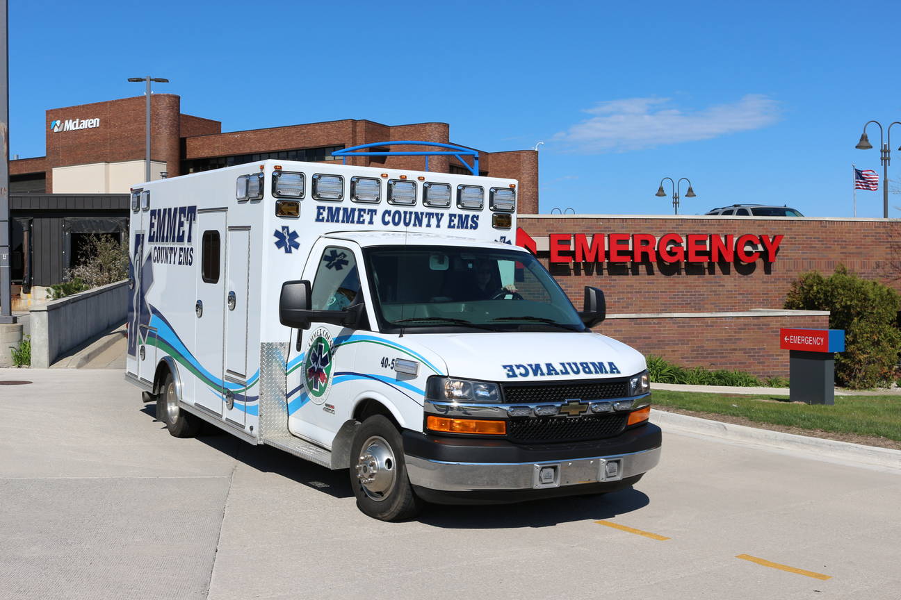 ambulance at emergency room entrance, McLaren Northern Michigan