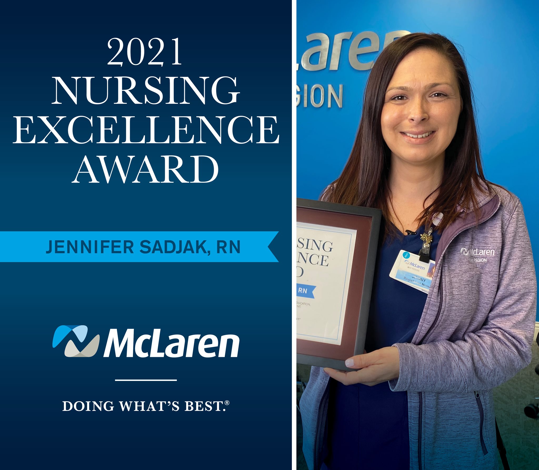 Jennifer Sadjak - 2021 Nursing Excellence Award recipient